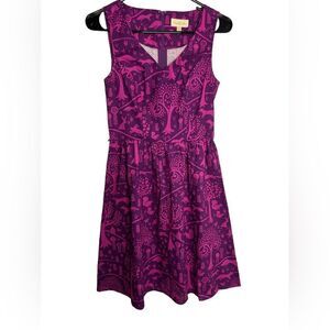 ModCloth Folks & Dreams Dress SZ XS Pink Forest SM FLAW Sleeveless Asymmetrical